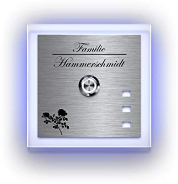 CHRISCK design LED Edelstahl Klingel mit Gravur, LED Beleuchtung | Türklingel Klingelschild