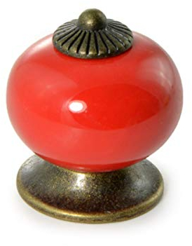 Ganzoo Möbelknöpfe Set aus Porzellan/Keramik Schrank-Knopf/Möbelgriff Türknauf Schrankgriff Schrankknopf Möbelknauf Knauf & Griff Vintage Shabby Landhaus Antik für Möbel Schublade (8 Stück, rot)