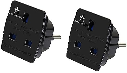 AMATHINGS 2er-Pack Steckdosenadapter (schwarz) England/Deutschland – Reiseadapter UK Typ G auf Typ F – Steckdosenadapter England ideal für Reisen – kompatibel mit Smartphone Laptop & Kamera