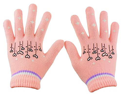 Eastlion Gants chauds en laine tricotée à cinq doigts pour enfant, Rose, taille unique