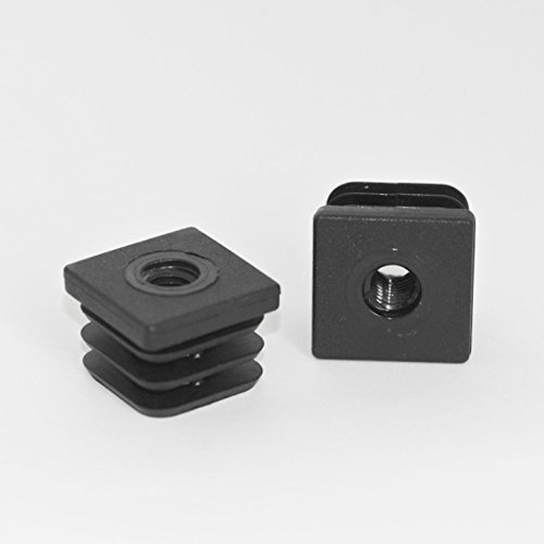 ajile - 1 pezzo - Raccordo filettato M10 per tubo quadrato 25 x 25 mm - NERO - EFC125