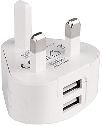 Aulola TH19-W USB Wall Charger White Color 5V/2.4A 2 Ports Dual USB Mains UK Plug Charger Adapter