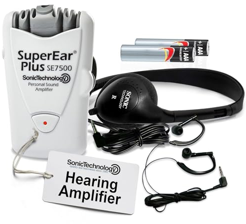 Sonic SuperEar Plus SE7500 amplificador de sonido personal con el caso, Auriculares y Discreet auriculares