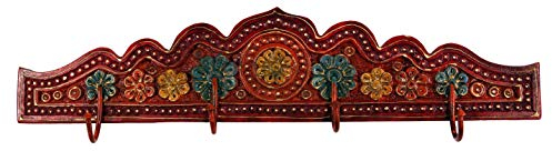 GURU SHOP Indische Vintage Hakenleiste, Garderobe, Schlüsselbrett - Design 3, 11x50x2 cm