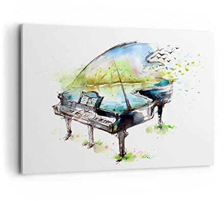 Bilder auf Leinwand 100x70cm Leinwandbild Klavier Natur Musik Eleganz Groß Wanddeko Bild Schlafzimmer Küche Deko Wandbilder Dekoration Wohnzimmer Wall Decor Canvas Wand Kunstdruck Art AA100x70-3034