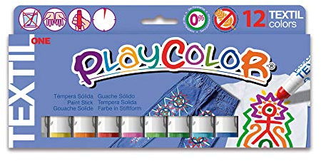 Playcolor Textil One - Sticks de Peinture Gouache Solide - 12 couleurs assorties - 10461