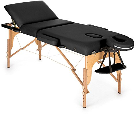 KLAR FIT MT 500 - Table de Massage Pliante Professionnelle, 210cm avec cavité faciale (Rembourrage Mousse, entièrement modulable, Hauteur de Pieds Ajustable, Housse de Transport) - Noir
