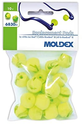 Moldex 683001 Ersatzstöpsel für Gehörschutzbügel WaveBand und Jazz-Band 2 in Blisterverpackung, Grün,gelb