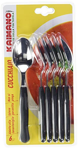 Kaimano KTS790206N Italicus Löffel, Edelstahl, Schwarz, 6 Stück