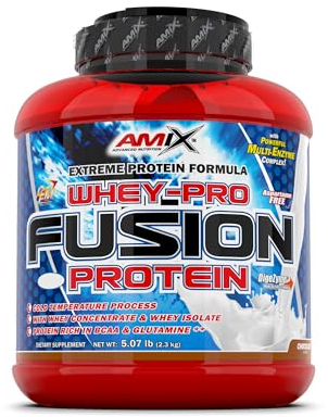 AMIX - Proteína Whey - Pure Fusion - 2,3 Kg - Concentrado de Suero Ultra Filtrado - Isolada con Splenda - Contiene L-glutamina - Proteínas para Aumentar Masa Muscular - Sabor Chocolate