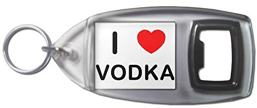 I Love Heart Vodka - Porte-clés en plastique ouvre-bouteille