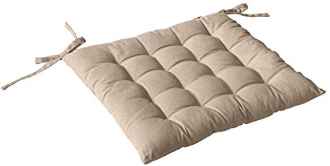 Enjoy Home, Galette de Chaise piquée, Beige Naturel, carré 38x38cm, 100% Coton, Attache par Nouettes, Idéal pour Une Assise Confortable, Collection Panama