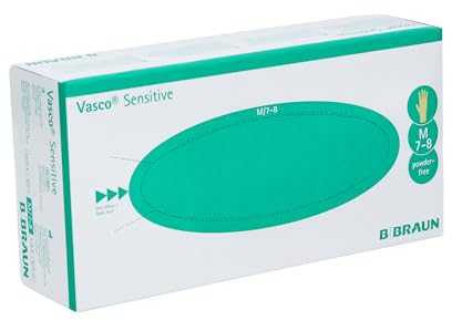 Vasco Sensitive I - Guanti non sterili, senza polvere, in lattice naturale, 100 pezzi, taglia M