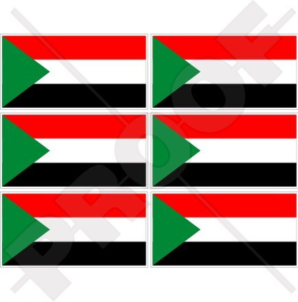 Vinyl-Mini-Aufkleber Sudanesische Flagge Afrika, Afrika, 40 mm, 6 Stück