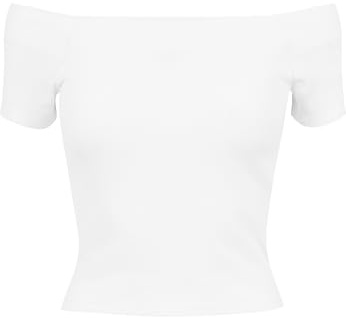 Urban Classics Women's Ladies Off Shoulder Rib Tee T-Shirt, White, XS