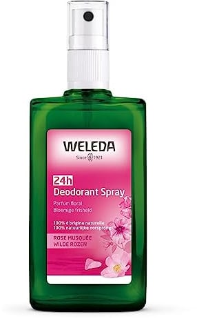 WELEDA - Déodorant à la Rose Musquée - Sans Sels d'Aluminium - Efficacité 24 h - Vaporisateur Verre 100 ml