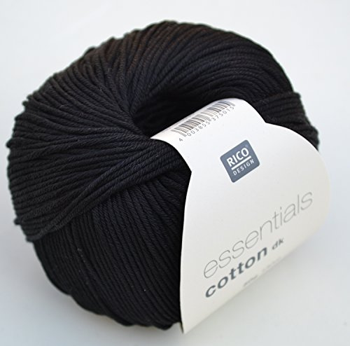 Rico Design Essentials Cotton DK - 50g Baumwollgarn Farbe 090 Schwarz