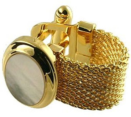 Select Gifts Manschettenknöpfe Manschettenknöpfe mit Wrap-around~~ Armband Armband Gold Perlmutt Manschettenknöpfe wählen Sie Geschenk Tasche