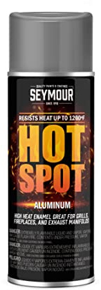 Seymour 16-1201 Hot Spot High Heat Spray Paint Aluminum 12 oz - 1200°F Heat Resistant Coating for Grills, Stoves, Engines, Exhaust, VOC Compliant