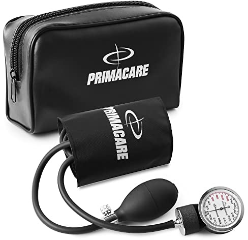 Primacare DS-9191 Aneroid Sphygmomanometer Manual Blood Pressure Monitor Kit, Pediatric Size BP Cuff with Latex Free Inflation System, Waterproof and Portable Nylon Carry Case, Black