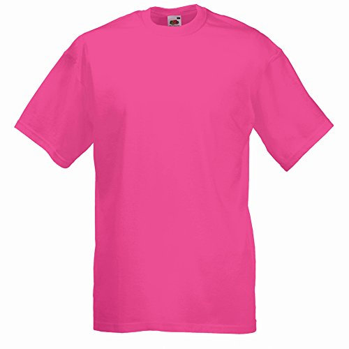 Fruit of The Loom Valueweight - Camiseta para hombre, talla L, color blanco fucsia S