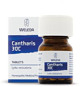Weleda Cantharis 30 C, Pack of 125 Tablets | Cantharis 30C homeopathic potency, Lactose and sucrose tablets, Suitable for adults and children