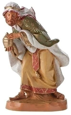 Fontanini, Krippenfigur, König Gaspar, 19 cm, Sammlung, handgefertigt in Italien, entworfen und hergestellt in der Toskana, Polymer, handbemalt, italienisch, detailliert