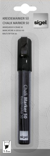 SIGEL GL180 Kreidemarker schwarz, Keilspitze 1-5 mm, abwischbar