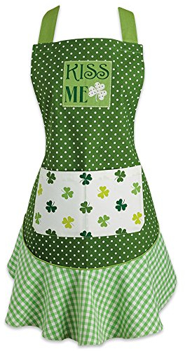 DII St. Patrick's Day Schürze aus Baumwolle mit Tasche und extra langen Krawatten, Kiss Me