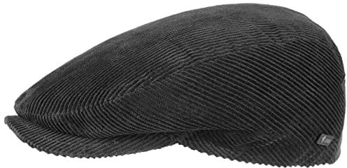 Lipodo Cord Flatcap schwarz Herren/Damen - Schirmmütze aus Baumwolle - Schiebermütze mit Futter - Cap Größe 51 cm - Cordmütze Sommer/Winter