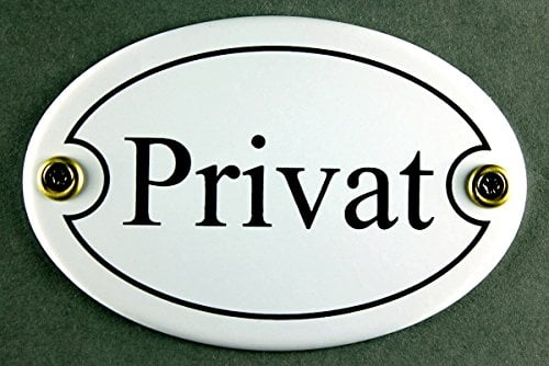 Emaille Türschild Privat weiss oval 7x10 cm Schild Emailleschild Metallschild Blechschild