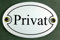 Emaille Türschild Privat weiss oval 7x10 cm Schild Emailleschild Metallschild Blechschild