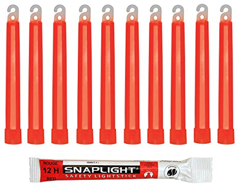 Cyalume SnapLight Knicklichter in Rot (10-er Pack) - 15 cm Glow Sticks mit Haken am Ende - ultra helle Light Sticks mit einer Leuchtdauer von 12 Stunden