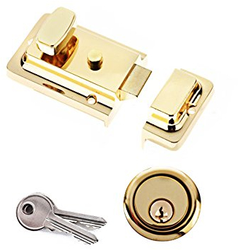 Yale Essentials Traditional 60mm Night Latch Front Door Lock for Secure Homes with Easy Fitting Template and Instructions, Yale Nightlatch, Suitable for Left and Right Hung Doors (Chrome) (Brass)
