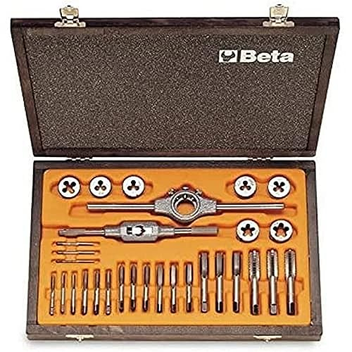 Beta 446/C30 - Assortimento di maschi e filiere con accessori in acciaio al cromo filettatura metrica in cassetta di legno