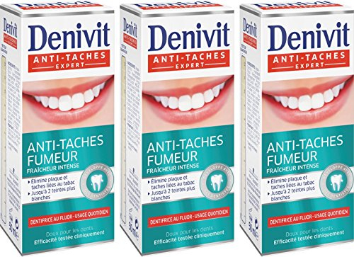 Denivit - Zahnpasta – Anti-Flecken Raucher – intensive Frische – Tube 50 ml – 3 Stück