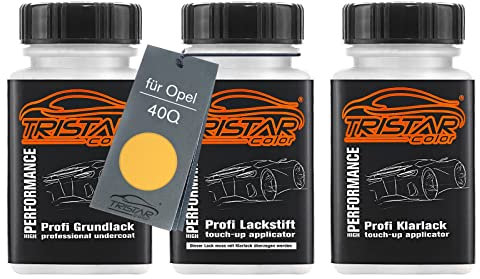 TRISTARcolor Autolack Lackstift Set für Opel 40Q Sunny Melon/Sunny Melone Grundlack Basislack Klarlack je 50ml