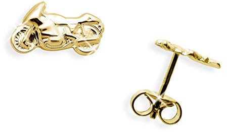 Einzel-Ohrstecker per Stück echt 14 Karat Gold 585 mit Motorrad (Art 602015/811101)