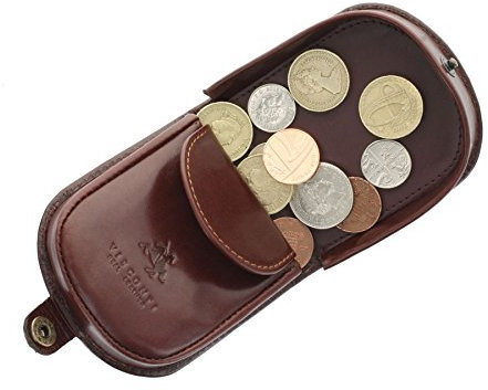 Visconti Collection Monza Porte-Monnaie Cuvette pour Pièces en Cuir de Tannage Vegétal TRY5 Marron