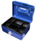 Cathedral Products Key Lockable Cash Box with Lift Out 6 Compartment Coin Tray - 4 Inch - Blue