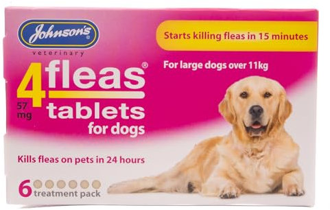 Johnsons Veterinary Products 4Fleas Dog Flea Tablets for Large Dogs, 6 Tablets