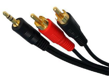 World of Data 20m AudioPro 3.5mm to Twin RCA Cable - 24k Gold Plated - Bi-Directional - Stereo - Male to Male - For Smartphone, Television, Monitor, PC, Tablet