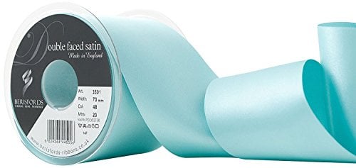 Berisfords Double Faced Satin Ribbon, New Turq, 70 mm Width, 20 metre Length