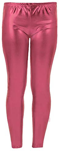 Fantasia Boutique Mädchen Kinder Metallisch Glänzend Kinder Lack-Optik Party Disco Hosen Leggings - Rosa, Jahre UK 7-8