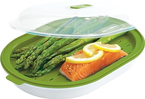 Goodcook 20147 BPA-Free Plastic Microwave Vegetable and Fish Steamer, Green