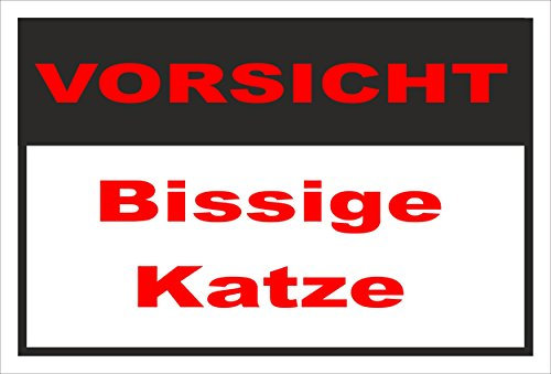 Melis-Folienwerkstatt Schild Vorsicht – Bissige Katze – Katzenschild - 30x20cm Hartschaum Aluverbund -S312A