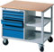 Promat Werkbank BT 495 B885xT605xH805mm grau/brillantblau fahrbar Schubladen 2x50 1x75 2x100 1x175