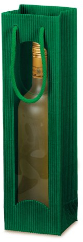 10 x Weintragetasche, Weinverpackung, Flaschentasche (1 Flasche) - Focus tannengrün