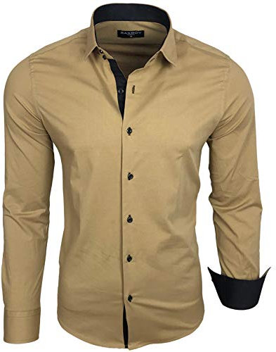 Baxboy B-500 Chemise à manches longues pour homme, beige, XL