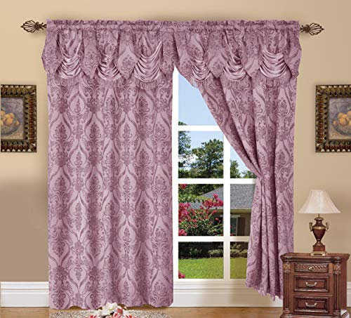 Elegant Comfort Penelopie Vorhang-Set, Jacquard-Look, 137 x 213 cm, Violett, 2 Stück